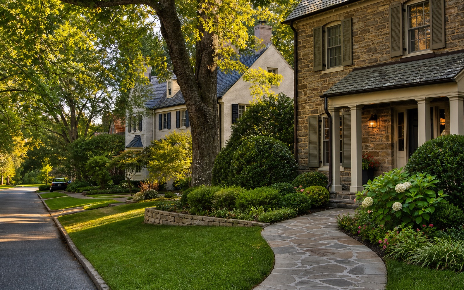 Well-kept Northern Virginia home exterior with mature trees and landscaping.